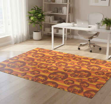 Geometric vinyl rug retro sunset and palms design - TenStickers