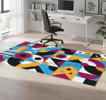 Geometric vinyl rug in vibrant colored shapes - TenStickers