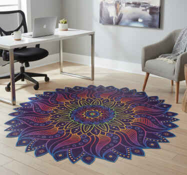 Geometric vinyl rug rainbow mandala design - TenStickers
