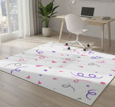 Geometric vinyl rug in grey, pink and purple confetti - TenStickers