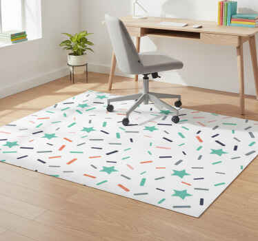 Geometric vinyl rug with star and sprinkle confetti - TenStickers