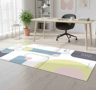 Geometric vinyl rug with pastel geometric design - TenStickers