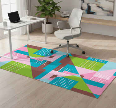 Geometric vinyl rug in pastel geometric pattern - TenStickers