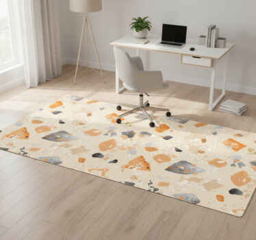 Geometric vinyl rug with monochrome terrazzo design - TenStickers