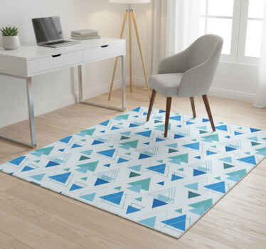 Geometric vinyl rug with blue triangle pattern - TenStickers