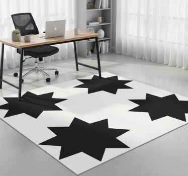 Geometric vinyl rug black star shapes - TenStickers