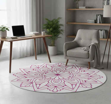 Geometric vinyl rug with intricate botanical design - TenStickers