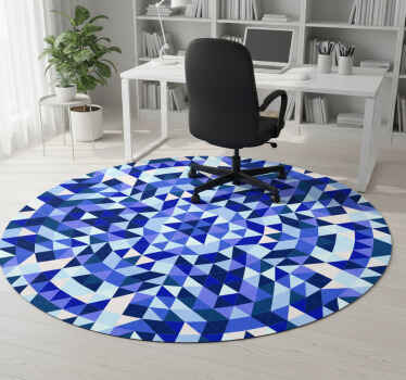 Geometric vinyl rug circular blue pattern - TenStickers