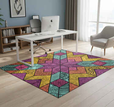 Colorful geometric elements geometric vinyl rug - TenStickers