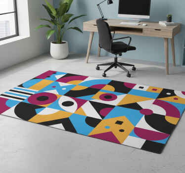 Geometric vinyl rug with vibrant abstract designs - TenStickers