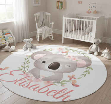 Otroške vinilna preproga cute koale z imenom - TenStickers