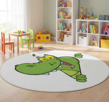 Kids vinyl rug green happy crocodile - TenStickers