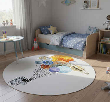 Tappeto vinile per bambini astronauta con palloni colorati - TenStickers