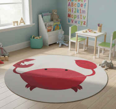 Alfombra vinílica infantil cangrejo sonriente rojo - TenVinilo