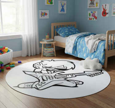 Kids vinyl rug teenager with guitar design - TenStickers