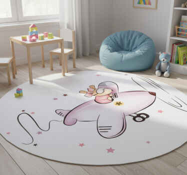 Kids vinyl rug little mouse on an airplane - TenStickers