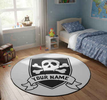 Kids vinyl rug pirate skull personalized design - TenStickers