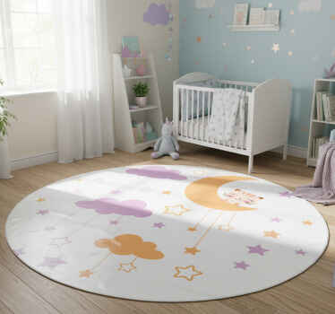 Kids vinyl rug moon cat sticker - TenStickers