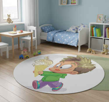 Kids vinyl rug boy with cornet - TenStickers