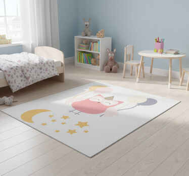 Kids vinyl rug partying owl design - TenStickers