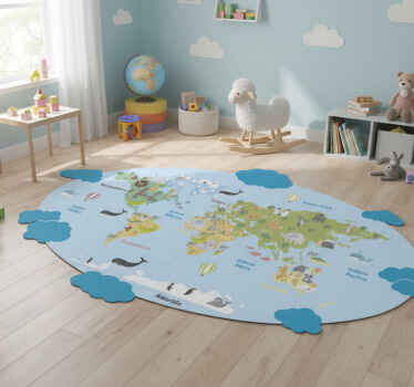 Alfombra de vinilo infantil planisferio mundial - TenVinilo