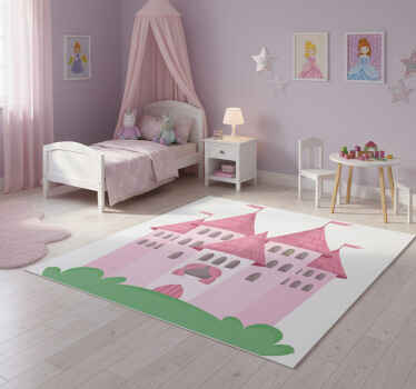 Kids vinyl rug pink castle - TenStickers