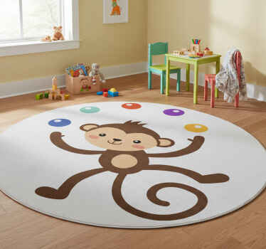 Tapis vinyle pour enfants singe jongleur - TenStickers