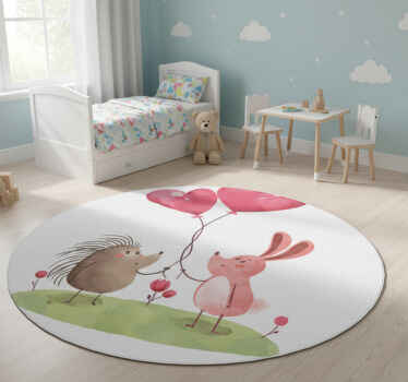 Tapis vinyle pour enfants hérisson et lapin - TenStickers