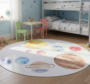 Alfombra de vinilo infantil mapa del sistema solar - TenVinilo