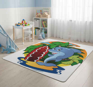 Tapis vinyle pour enfants surfing dauphin - TenStickers