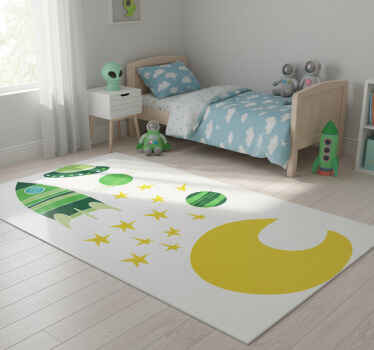 Alfombra de vinilo infantil sticker espacial verde - TenVinilo