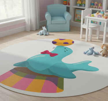 Alfombra de vinilo infantil adhesivo foca circo pelota - TenVinilo