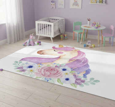 Alfombra de vinilo infantil unicornio acuarelado - TenVinilo