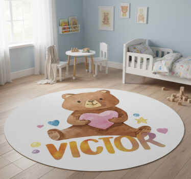 Alfombra de vinilo infantil osito de peluche corazón - TenVinilo