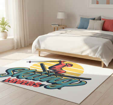 Skiing lovers bedroom vinyl rug - TenStickers