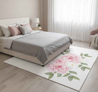 Vinyl tapijt slaapkamer elegante bloemen in roze - TenStickers
