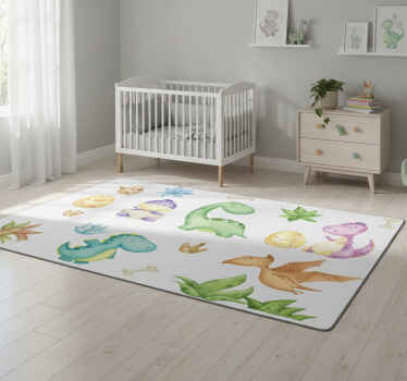 Vinyl tapijt slaapkamer nordic dinosaurus getekend - TenStickers