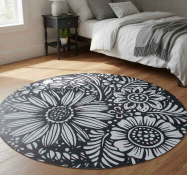 Vinyl tapijt slaapkamer rond bloemenpatroon - TenStickers