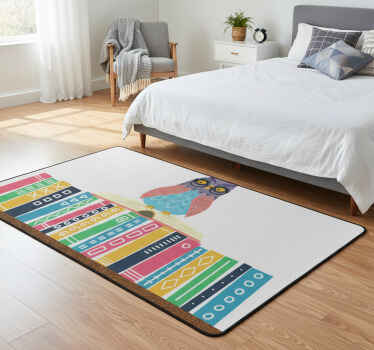 Vinyl tapijt slaapkamer cartoon uil met bril - TenStickers