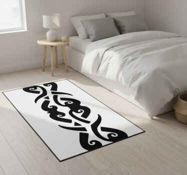 Vinyl tapijt slaapkamer monokleur tribal design - TenStickers