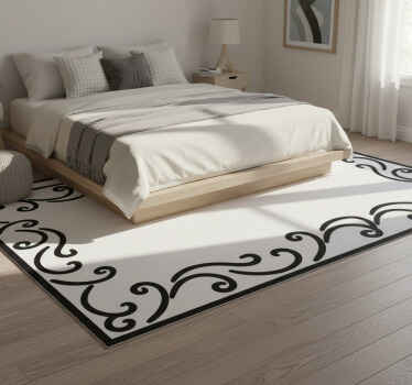 Tapis vinyle chambre design tribal monochrome avec bordures - TenStickers