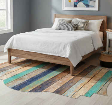 Vinyl tapijt slaapkamer met bruine houten planken patroon - TenStickers