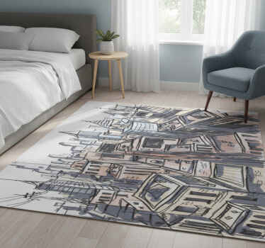 Vinyl tapijt slaapkamer aquarel stad decoratief - TenStickers