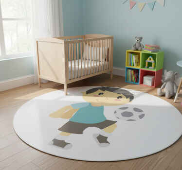 Kids vinyl rug playing football - TenStickers
