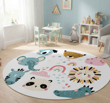 Alfombra de vinilo infantil animales pequeños estilo nórdico - TenVinilo