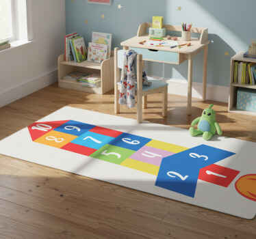 Alfombra vinílica de juegos infantil rayuela cohete - TenVinilo