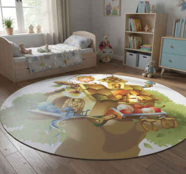 Alfombra vinílica juegos ilustración casa árbol - TenVinilo