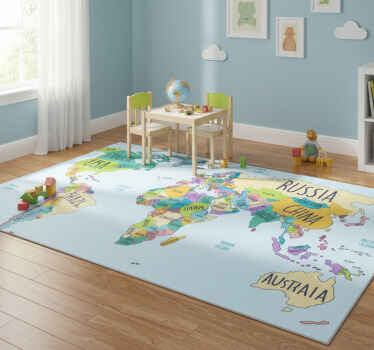 Alfombra vinílica mapamundi mapa político del mundo - TenVinilo