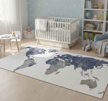 Alfombra vinílica mapamundi vinilo decorativo azul - TenVinilo