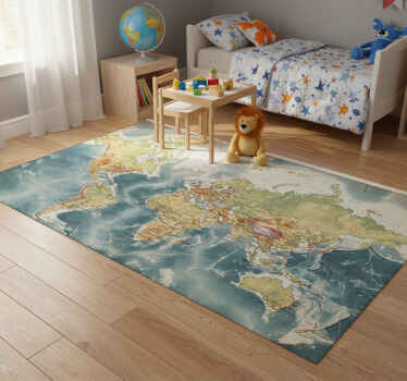Alfombra vinílica mapamundi vinilo mapa del mundo envejecido - TenVinilo